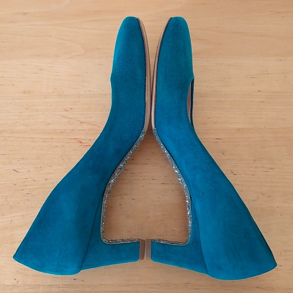 Miu Miu Green Suede Glittering Sole Heels - Picture 8 of 15